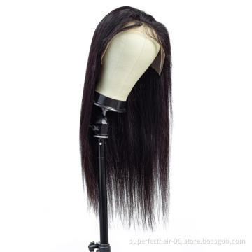 100% Brazilian Human Hair 13*4 Lace Front Wig For Black Women Overnight Delivery 150% Density Silk Straight Human Hair Lace Wig
